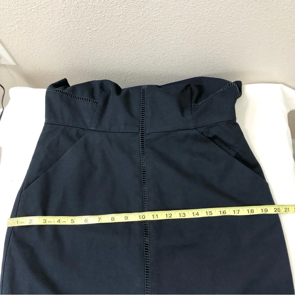 J Crew Cotton Blend Navy‎ Blue Ladder Stitch Pockets Sheath Career Dress 10P